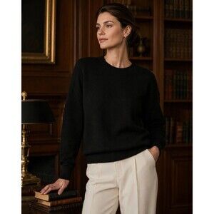 Cashmere Selection Mitsukoshi Sweater M Black 100% Cashmere Crewneck Knit Japan